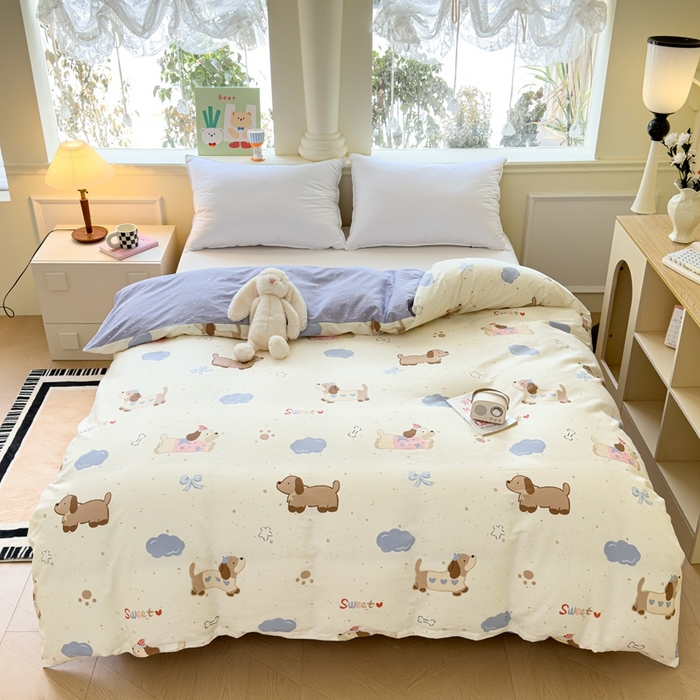 91家纺网 家纺一手货源 找家纺 大吉 2025新款全棉单被套 萌宠日记