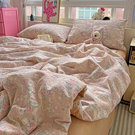 奈颜  2025新款爆款超柔云感提花双层纱夏凉被四件套 花蜜