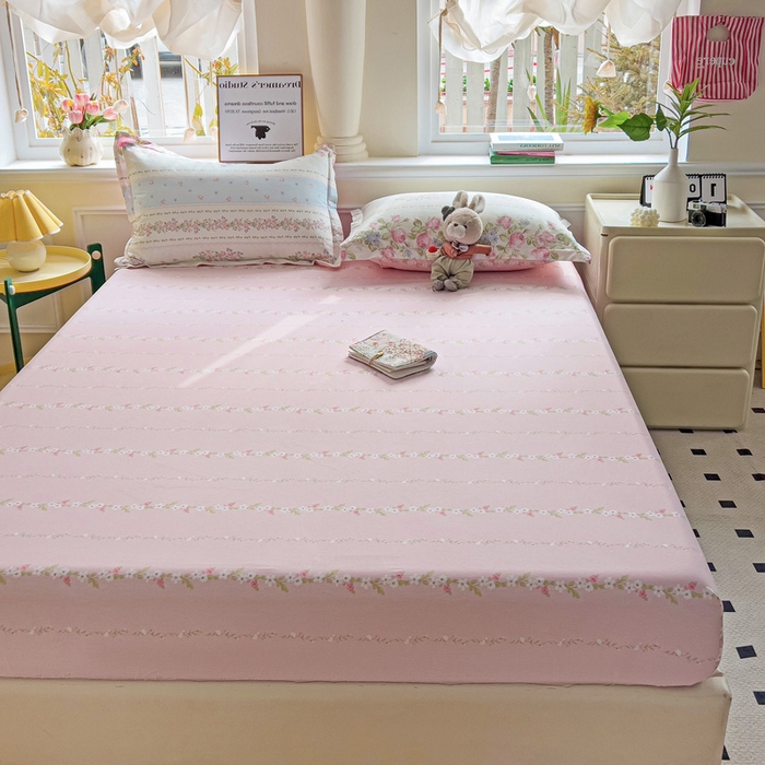 91家纺网 家纺一手货源 找家纺 依庭 2025新款全棉印花花卉款四件套单品系列-单床笠 云听若舞