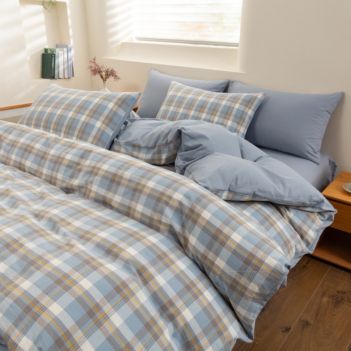 91家纺网 家纺一手货源 找家纺 （总）居美良品 2025新款100%全棉色织水洗棉四件套细纱老粗布四件套