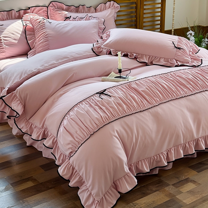 91家纺网 家纺一手货源 找家纺 （总）2025秋冬新款A类母婴级法式风忆棉床裙床笠四件套