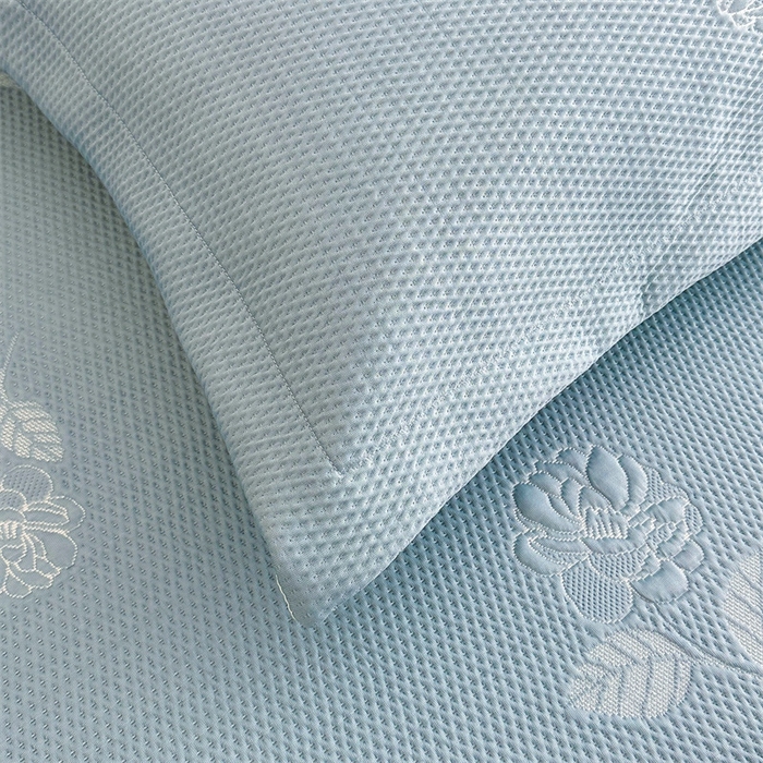 91家纺网 家纺一手货源 找家纺 恒爱   2025新款冰丝牡丹花床盖 蓝灰