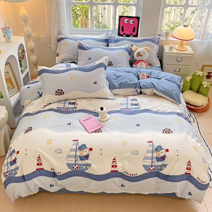 91家纺网 家纺一手货源 找家纺 （总）依庭 2025新款全棉印花花卉款四件套单品系列-四件套