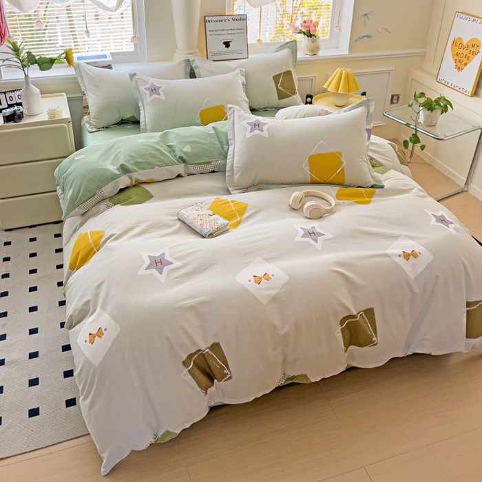 91家纺网 家纺一手货源 找家纺 依庭 2025新款全棉印花花卉款四件套单品系列-四件套 星烁