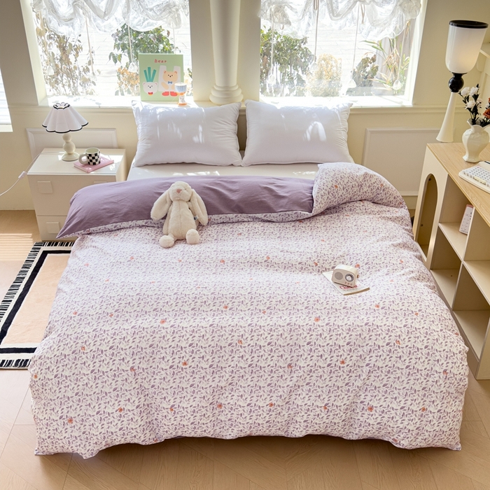 91家纺网 家纺一手货源 找家纺 大吉 2025新款全棉单被套 紫薰