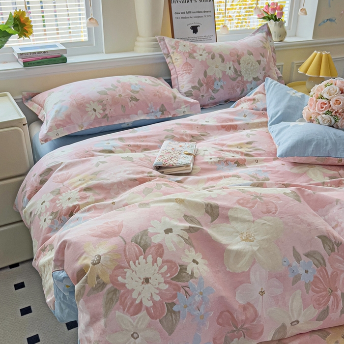 91家纺网 家纺一手货源 找家纺 依庭 2025新款全棉印花花卉款四件套单品系列-四件套 晚色芳莲