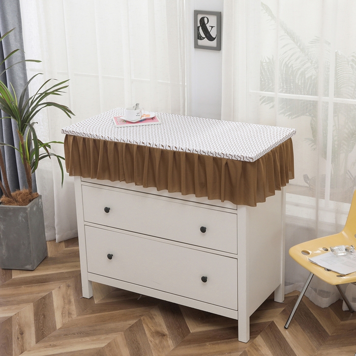 91家纺网 家纺一手货源 找家纺 2025新款防滑防尘斗柜套裙边-水波纹系列 咖色