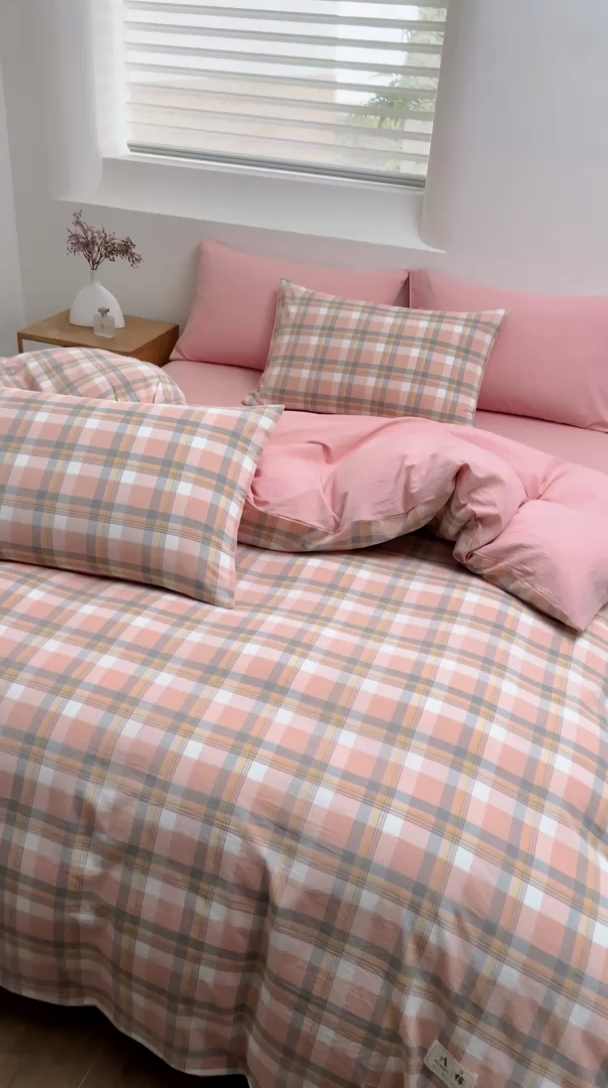 91家纺网 家纺一手货源 找家纺 居美良品 2025新款100%全棉色织水洗棉四件套 静雅-玉