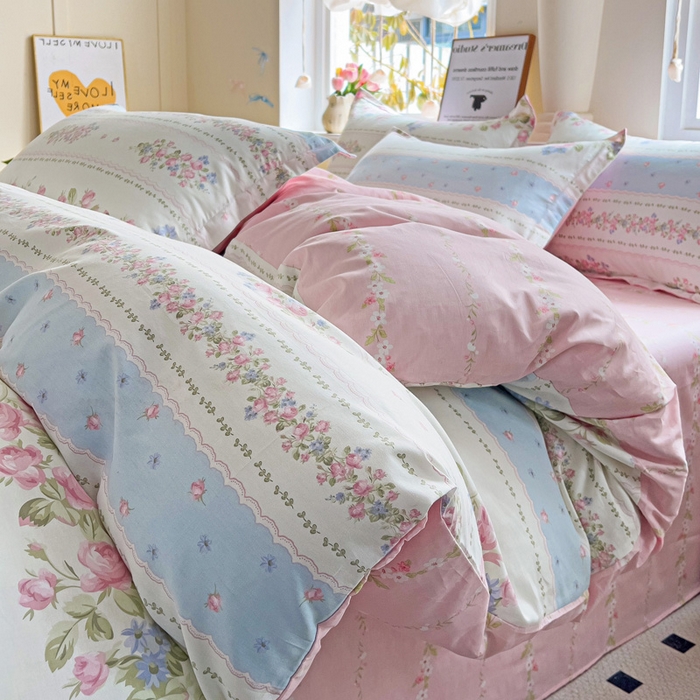 91家纺网 家纺一手货源 找家纺 依庭 2025新款全棉印花花卉款四件套单品系列-四件套 云听若舞