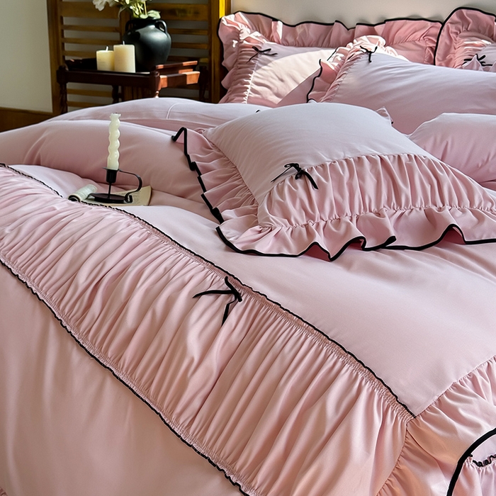 91家纺网 家纺一手货源 找家纺 （总）2025秋冬新款A类母婴级法式风忆棉床裙床笠四件套