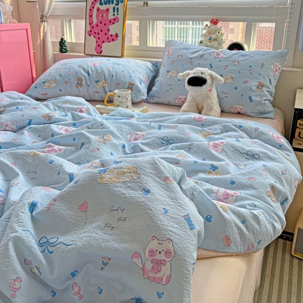 奈颜  2025新款爆款超柔云感提花双层纱夏凉被四件套 动物乐园