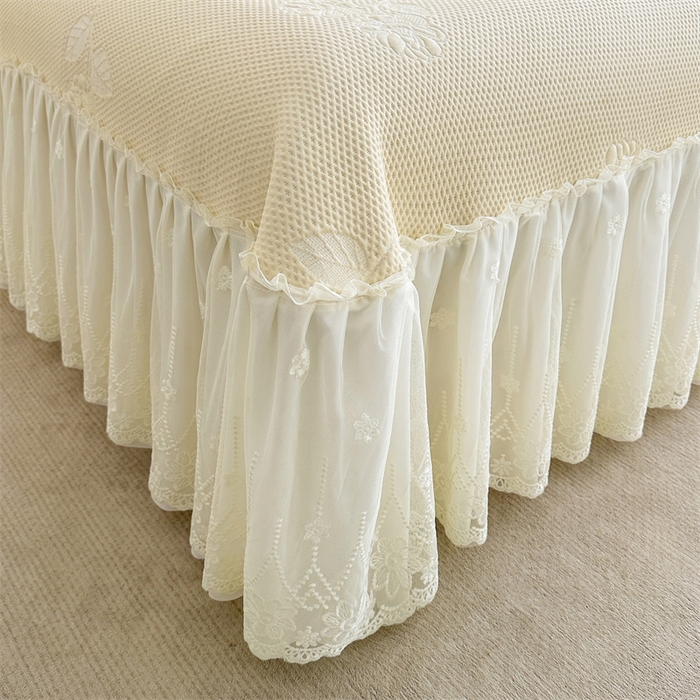 91家纺网 家纺一手货源 找家纺 恒爱   2025新款冰丝牡丹花床盖 象牙白