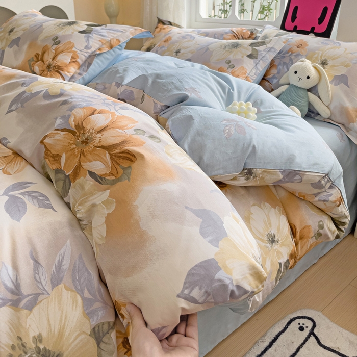 91家纺网 家纺一手货源 找家纺 依庭 2025新款全棉印花花卉款四件套单品系列-四件套 湘梦