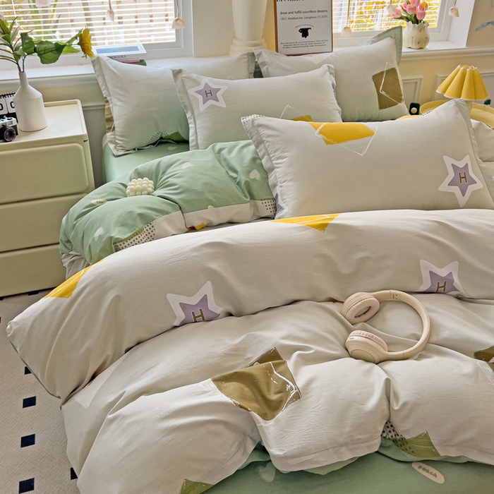 91家纺网 家纺一手货源 找家纺 依庭 2025新款全棉印花花卉款四件套单品系列-四件套 星烁