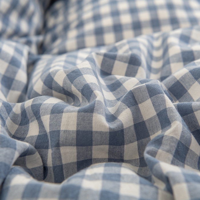 91家纺网 家纺一手货源 找家纺 居美良品 2025新款100%全棉色织水洗棉四件套 蓝小格