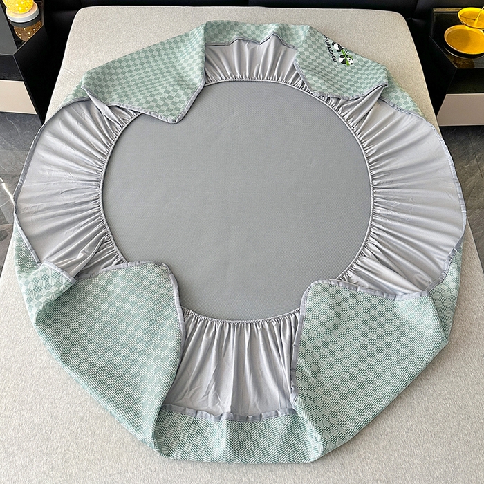 91家纺网 家纺一手货源 找家纺 席皇后 2025新款亲肤舒适A类提花冰丝凉席 床笠款 快乐熊猫-绿