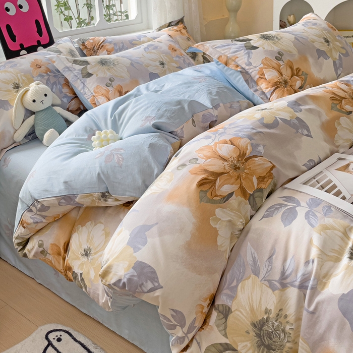 91家纺网 家纺一手货源 找家纺 依庭 2025新款全棉印花花卉款四件套单品系列-四件套 湘梦