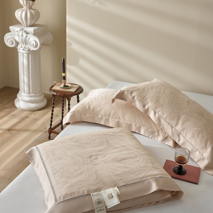 91家纺网 家纺一手货源 找家纺 黛舒家居 2025新款60S兰精天丝精美提花夏被-艾迪斯 艾迪斯-香槟