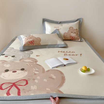 91家纺网 家纺一手货源 找家纺 （总）橘滋  2025夏日新款高端A类原创设计婴儿童趣卡通数码印花冰丝席凉席-床席床笠