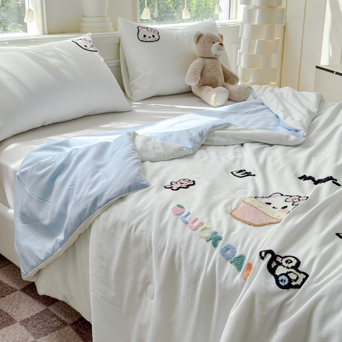 91家纺网 家纺一手货源 找家纺 （总）2025新款水洗棉毛巾绣夏被卡通夏凉被薄被子