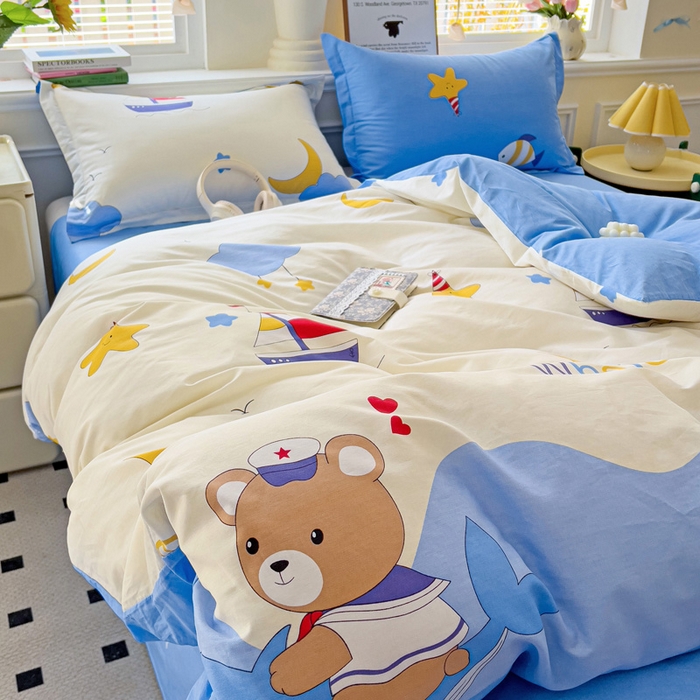 91家纺网 家纺一手货源 找家纺 依庭 2025新款全棉印花花卉款四件套单品系列-四件套 水上乐园