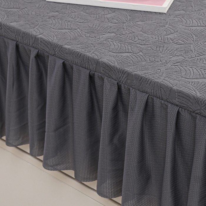 91家纺网 家纺一手货源 找家纺 2025新款防尘防滑斗柜套裙边-小树叶系列 深灰