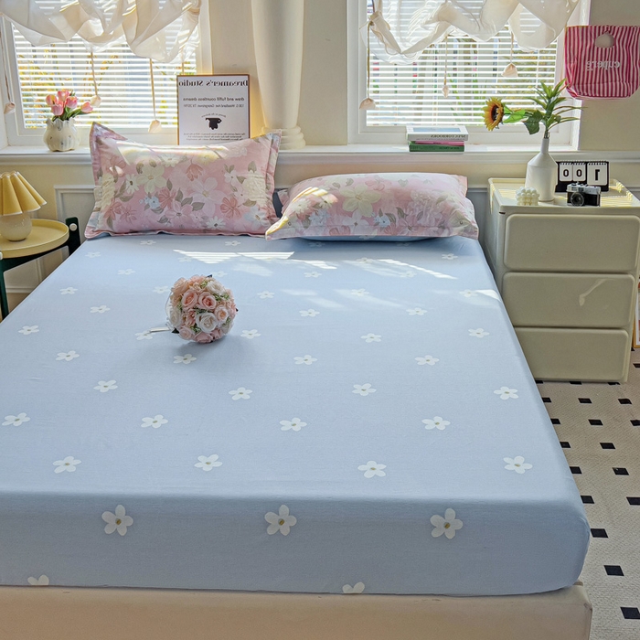 91家纺网 家纺一手货源 找家纺 依庭 2025新款全棉印花花卉款四件套单品系列-单床笠 晚色芳莲