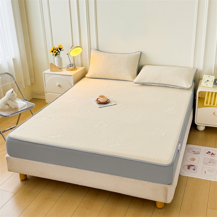 91家纺网 家纺一手货源 找家纺 恒爱   2025新款冰丝牡丹花床笠 象牙白