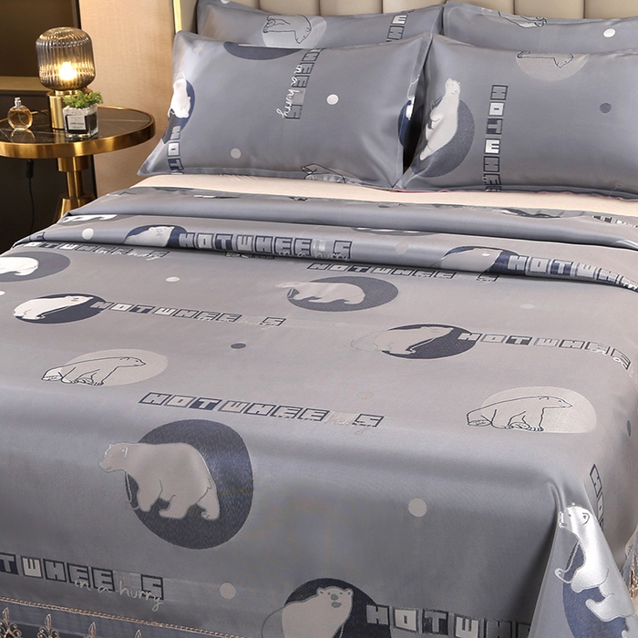 91家纺网 家纺一手货源 找家纺 席皇后  2025新款可机洗抗菌提花冰丝席 富贵熊