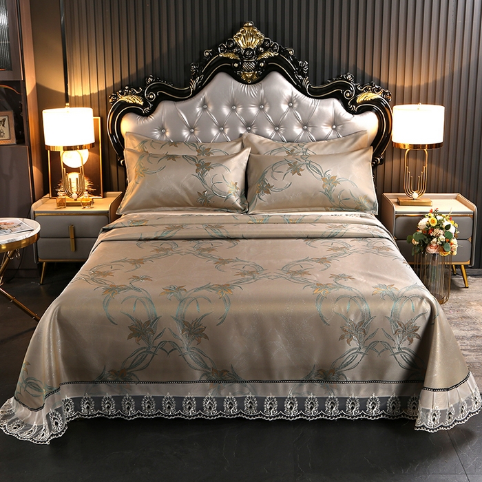 91家纺网 家纺一手货源 找家纺 席皇后  2025新款可机洗抗菌提花冰丝席 飞黄腾达