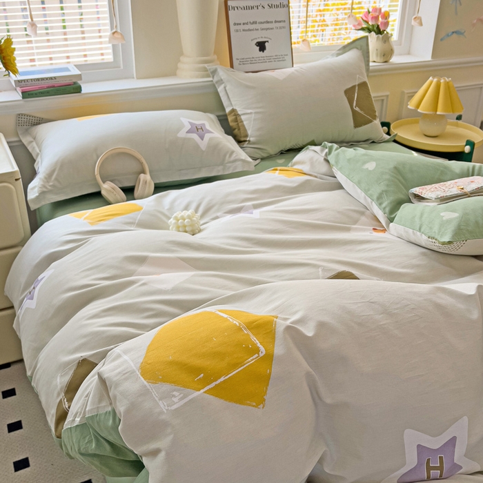 91家纺网 家纺一手货源 找家纺 依庭 2025新款全棉印花花卉款四件套单品系列-四件套 星烁