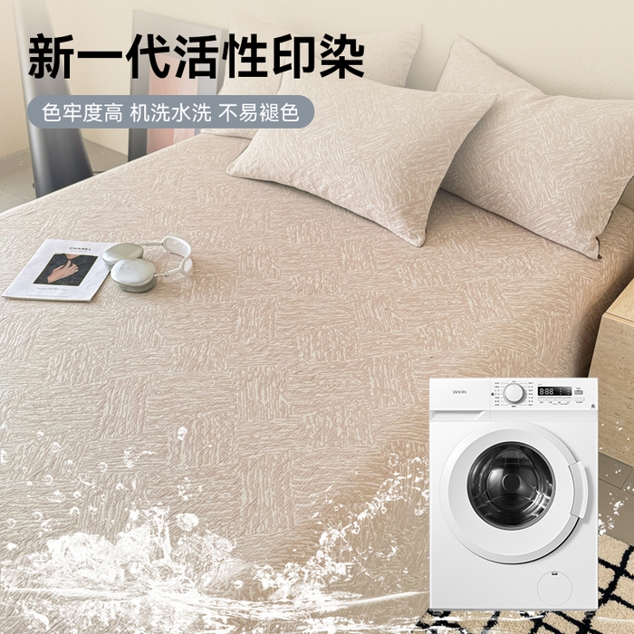 91家纺网 家纺一手货源 找家纺 眠博士 2025新款轻奢简约A类全棉纯棉三层纱系列 单床单床单单件单品床单 三层纱单床单-本色杏