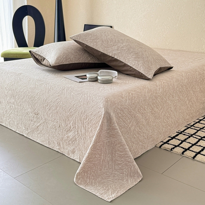 91家纺网 家纺一手货源 找家纺 眠博士 2025新款轻奢简约A类全棉纯棉三层纱系列 单床单床单单件单品床单 三层纱单床单-本色杏