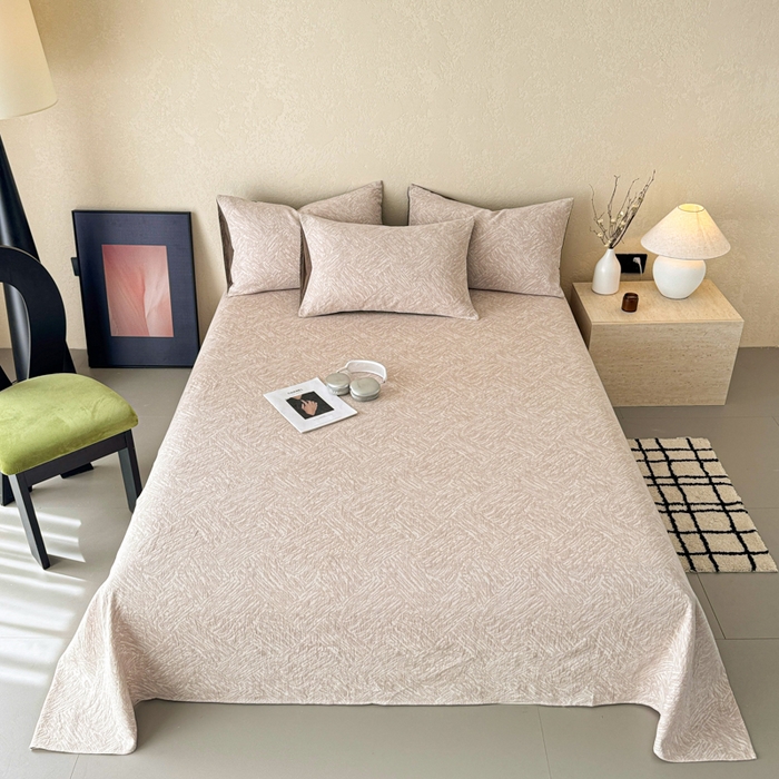 91家纺网 家纺一手货源 找家纺 眠博士 2025新款轻奢简约A类全棉纯棉三层纱系列 单床单床单单件单品床单 三层纱单床单-本色杏