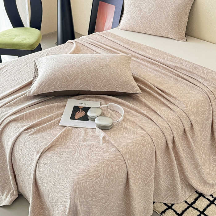 91家纺网 家纺一手货源 找家纺 眠博士 2025新款轻奢简约A类全棉纯棉三层纱系列 单床单床单单件单品床单 三层纱单床单-本色杏