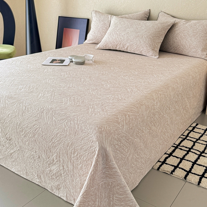 91家纺网 家纺一手货源 找家纺 眠博士 2025新款轻奢简约A类全棉纯棉三层纱系列 单床单床单单件单品床单 三层纱单床单-本色杏