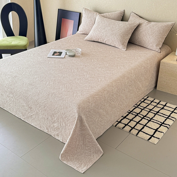 91家纺网 家纺一手货源 找家纺 眠博士 2025新款轻奢简约A类全棉纯棉三层纱系列 单床单床单单件单品床单 三层纱单床单-本色杏