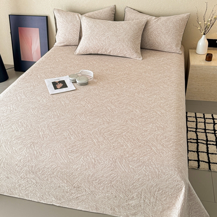 91家纺网 家纺一手货源 找家纺 眠博士 2025新款轻奢简约A类全棉纯棉三层纱系列 单床单床单单件单品床单 三层纱单床单-本色杏