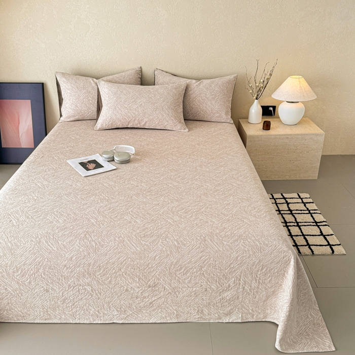 91家纺网 家纺一手货源 找家纺 眠博士 2025新款轻奢简约A类全棉纯棉三层纱系列 单床单床单单件单品床单 三层纱单床单-本色杏