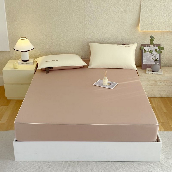 91家纺网 家纺一手货源 找家纺 恋之语 2025新款纯色亲肤舒适麻绳款床笠 卡其-黄