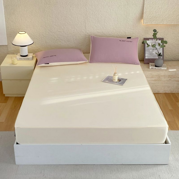 91家纺网 家纺一手货源 找家纺 恋之语 2025新款纯色亲肤舒适麻绳款床笠 米黄