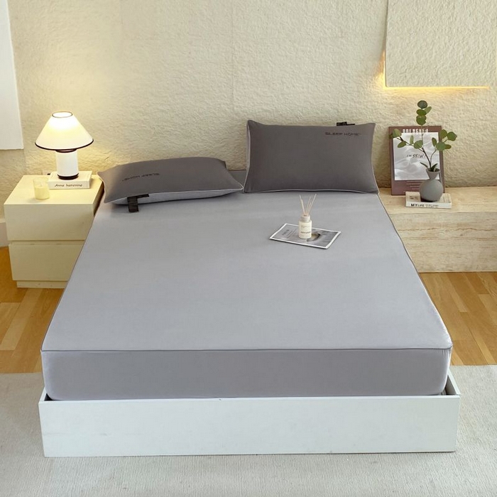 91家纺网 家纺一手货源 找家纺 恋之语 2025新款纯色亲肤舒适麻绳款床笠 浅灰