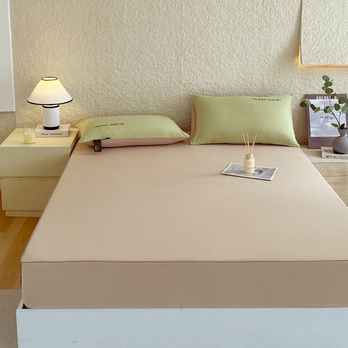 91家纺网 家纺一手货源 找家纺 恋之语 2025新款纯色亲肤舒适麻绳款床笠 卡其