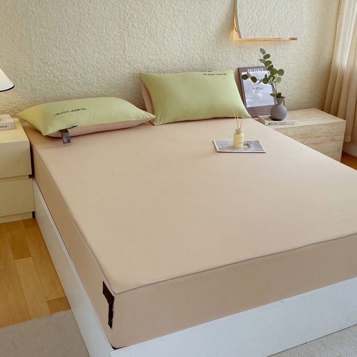 91家纺网 家纺一手货源 找家纺 恋之语 2025新款纯色亲肤舒适麻绳款床笠 卡其