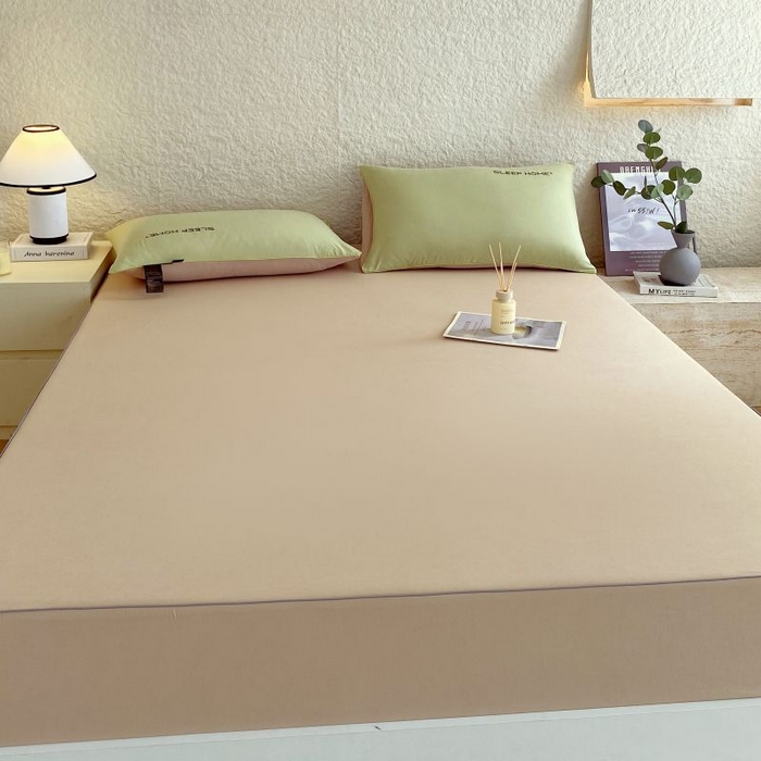 91家纺网 家纺一手货源 找家纺 恋之语 2025新款纯色亲肤舒适麻绳款床笠 卡其