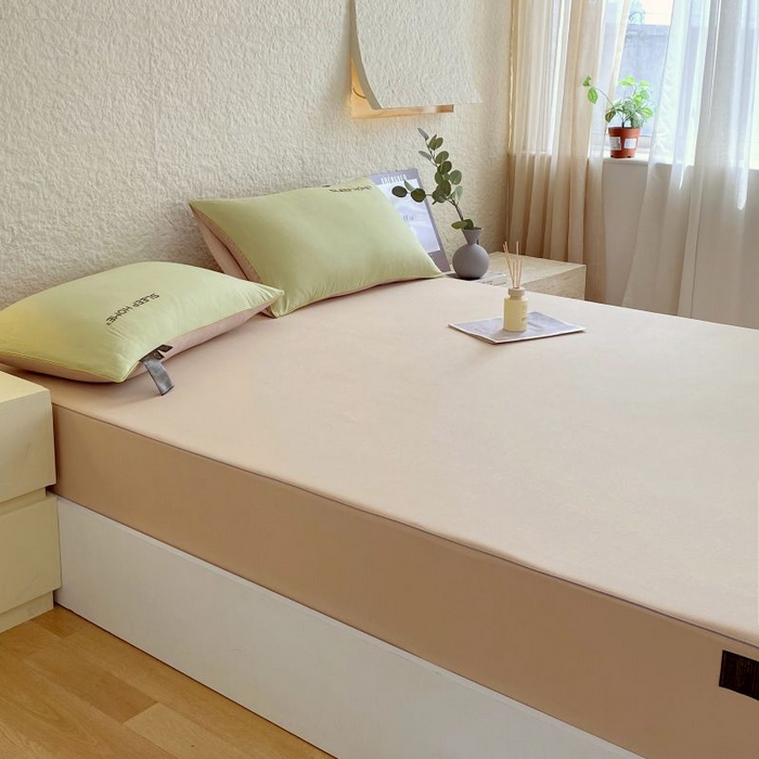 91家纺网 家纺一手货源 找家纺 恋之语 2025新款纯色亲肤舒适麻绳款床笠 卡其