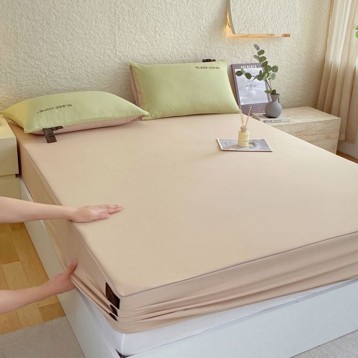 91家纺网 家纺一手货源 找家纺 恋之语 2025新款纯色亲肤舒适麻绳款床笠 卡其