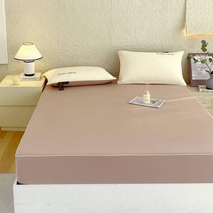 91家纺网 家纺一手货源 找家纺 恋之语 2025新款纯色亲肤舒适麻绳款床笠 卡其-黄