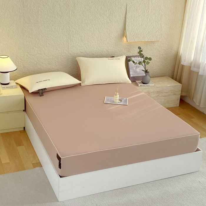 91家纺网 家纺一手货源 找家纺 恋之语 2025新款纯色亲肤舒适麻绳款床笠 卡其-黄