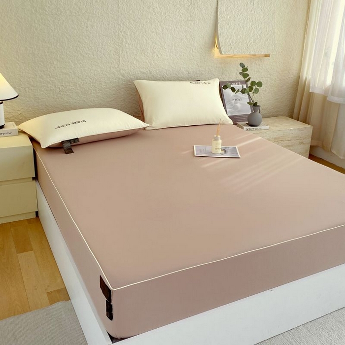 91家纺网 家纺一手货源 找家纺 恋之语 2025新款纯色亲肤舒适麻绳款床笠 卡其-黄